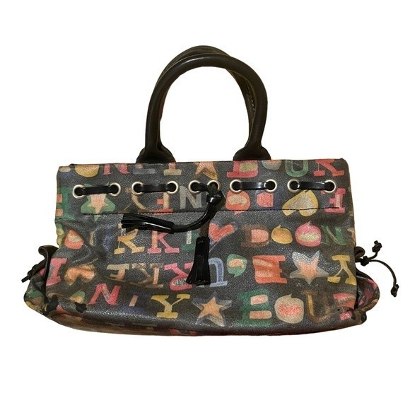 Dooney & Bourke Handbags - Dooney & Bourke Vintage Rainbow Doodle Tassel Satchel Tote Purse Shoulder Bag
